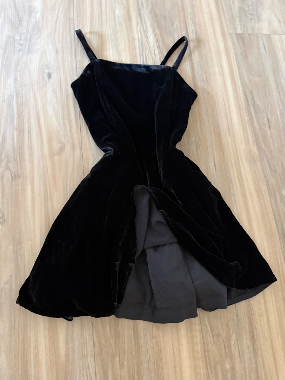 Vintage Ralph Lauren Big Girls' Black Velvet Cami Dress 100% Cupro